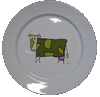 Assiette plate Une vache verte
